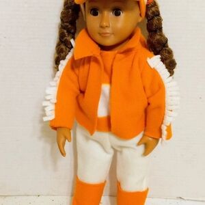 Orange and White Kids  Battat Doll & Handmade Outfit. 18"